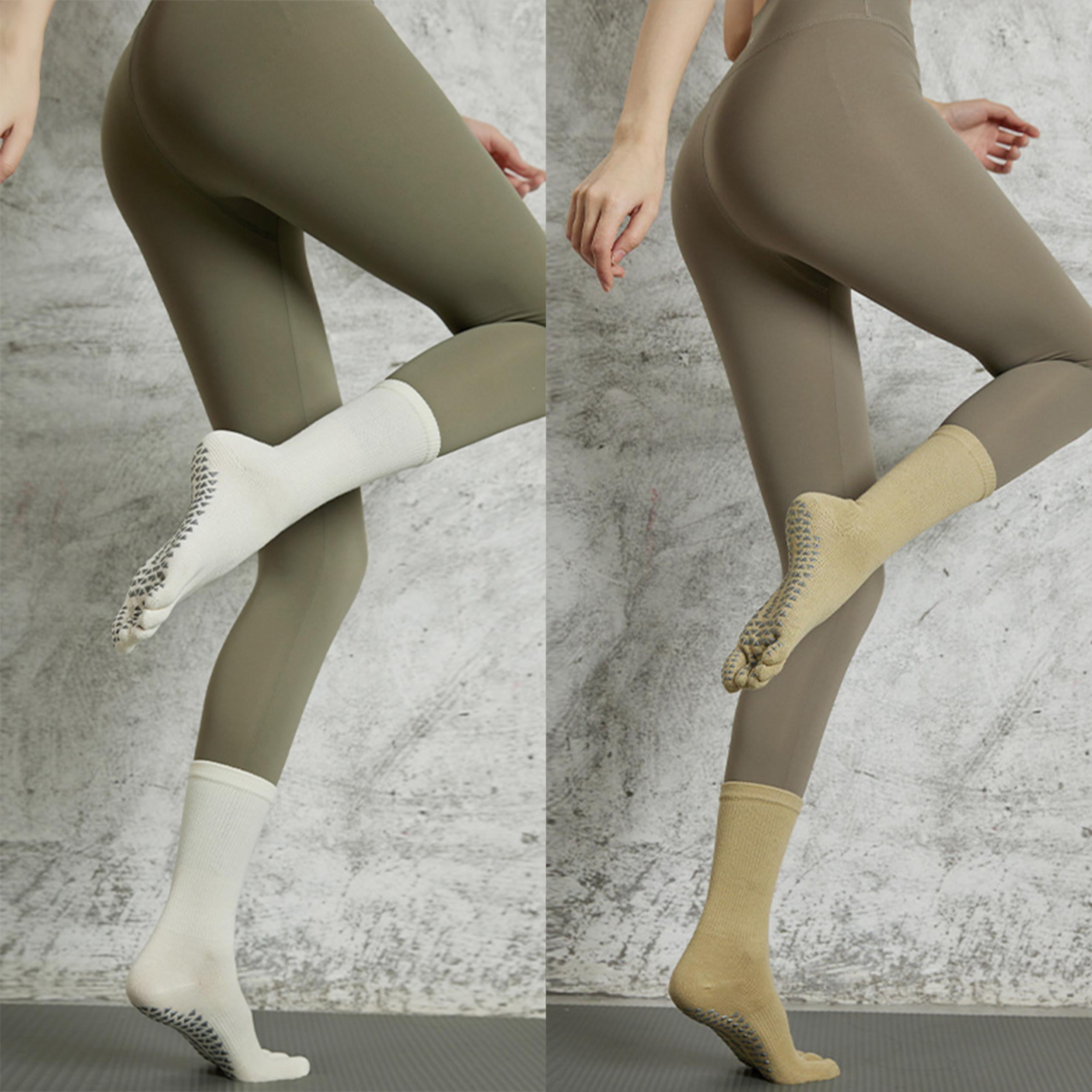 Non Slip Five Toes Yoga Socks - Long Fitness Socks for Indoor Sports