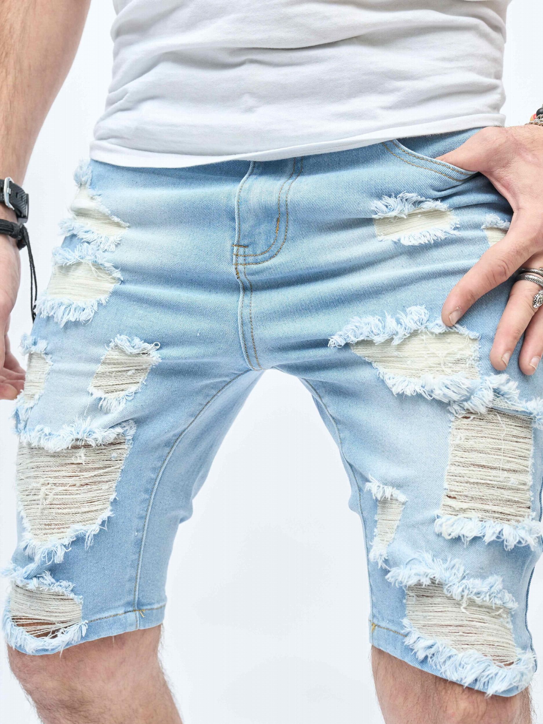 Men's Ripped Denim Shorts Casual Street Style Distressed Denim Summer Shorts