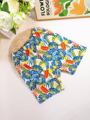 Boys Colorful Leaf Swim Trunks - Summer Holiday Beach Party