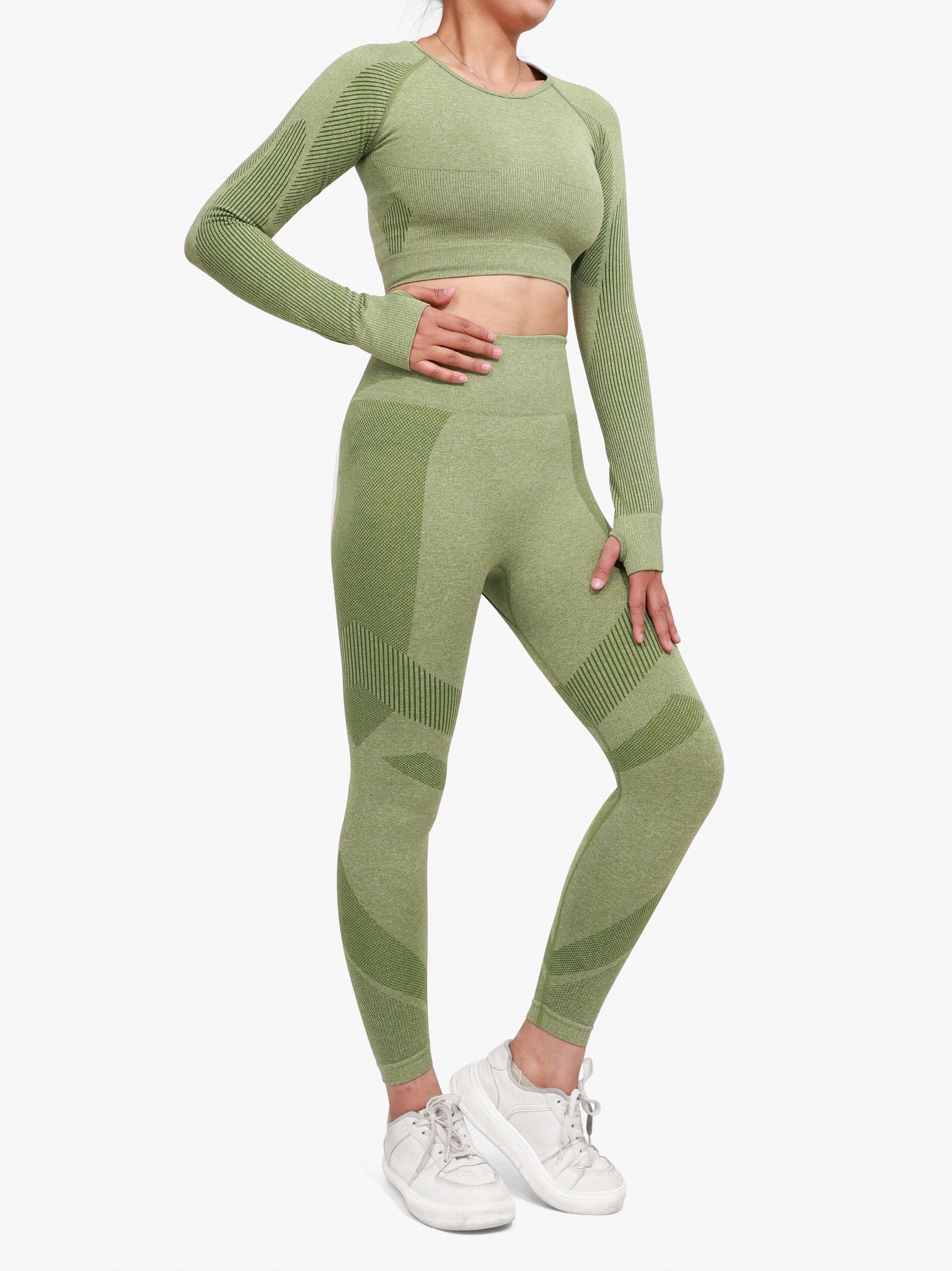 Yoga Workout Set Crop Top & High Waist Leggings Women's Activewear