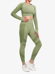 Yoga Workout Set Crop Top & High Waist Leggings Women's Activewear