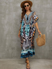 Boho Cover Up Dress Women's Plus Animal Skin Print Tassel Decor