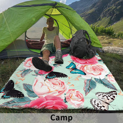 Flowers And Birds Print Outdoor Picnic Mat Waterproof Sandproof