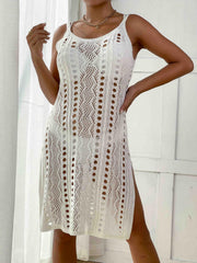 Eyelet Hollow Knitted Cover Up Dress Solid Boho Beach