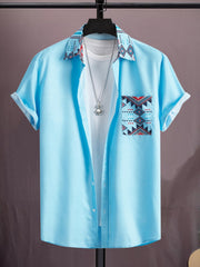 Bohemian Style Men s Short Sleeve Lapel Shirt