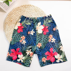 Boys Tropical Flowers Elastic Waist Sports Track Shorts