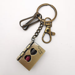 Hourglass Book Keychain Retro Pendant Key Ring Men & Women Car Bag Decor