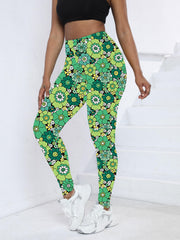 Floral Graphic Yoga Leggings High Stretch Printed Workout Pants