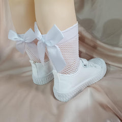 Comfy Mesh Socks with Bowknot - Stylish & Breathable