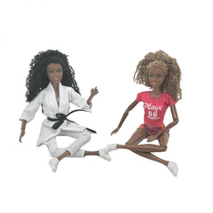 30Cm Curly Hair Doll Play 66 Sports Collection African Doll Outfit Shoes