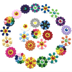25pcs Sunflower Pattern Charms For Clogs PVC Bubble Slides Sandals Decor