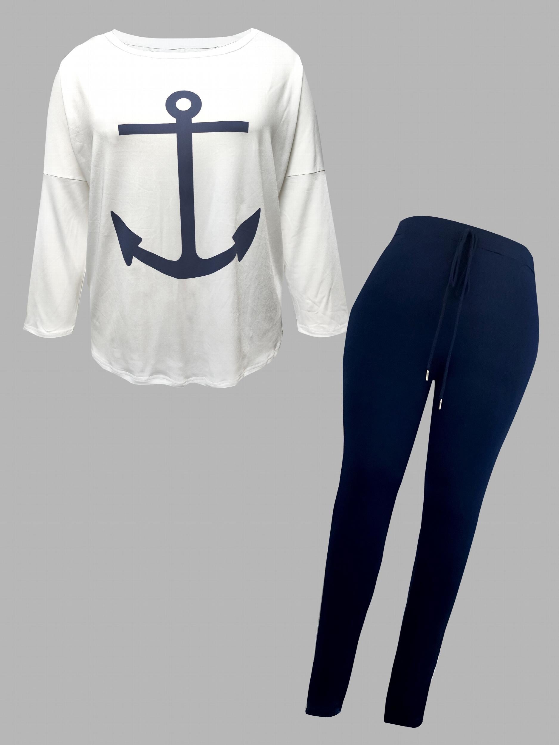 Anchor Print Top & Leggings Set