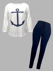 Anchor Print Top & Leggings Set