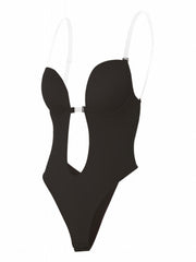 Sheer Straps Shaping Bodysuit Tummy Control Slimmer Slip Body Shaper