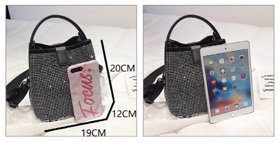 Women bucket bag Diamond Messenger Bags PU leather Shoulder Bags