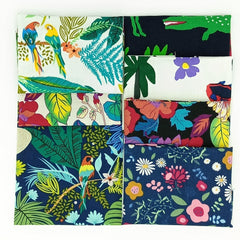 7pcs Rainforest Plant Pattern Cotton Fabric for DIY Doll Bedding Patchwork