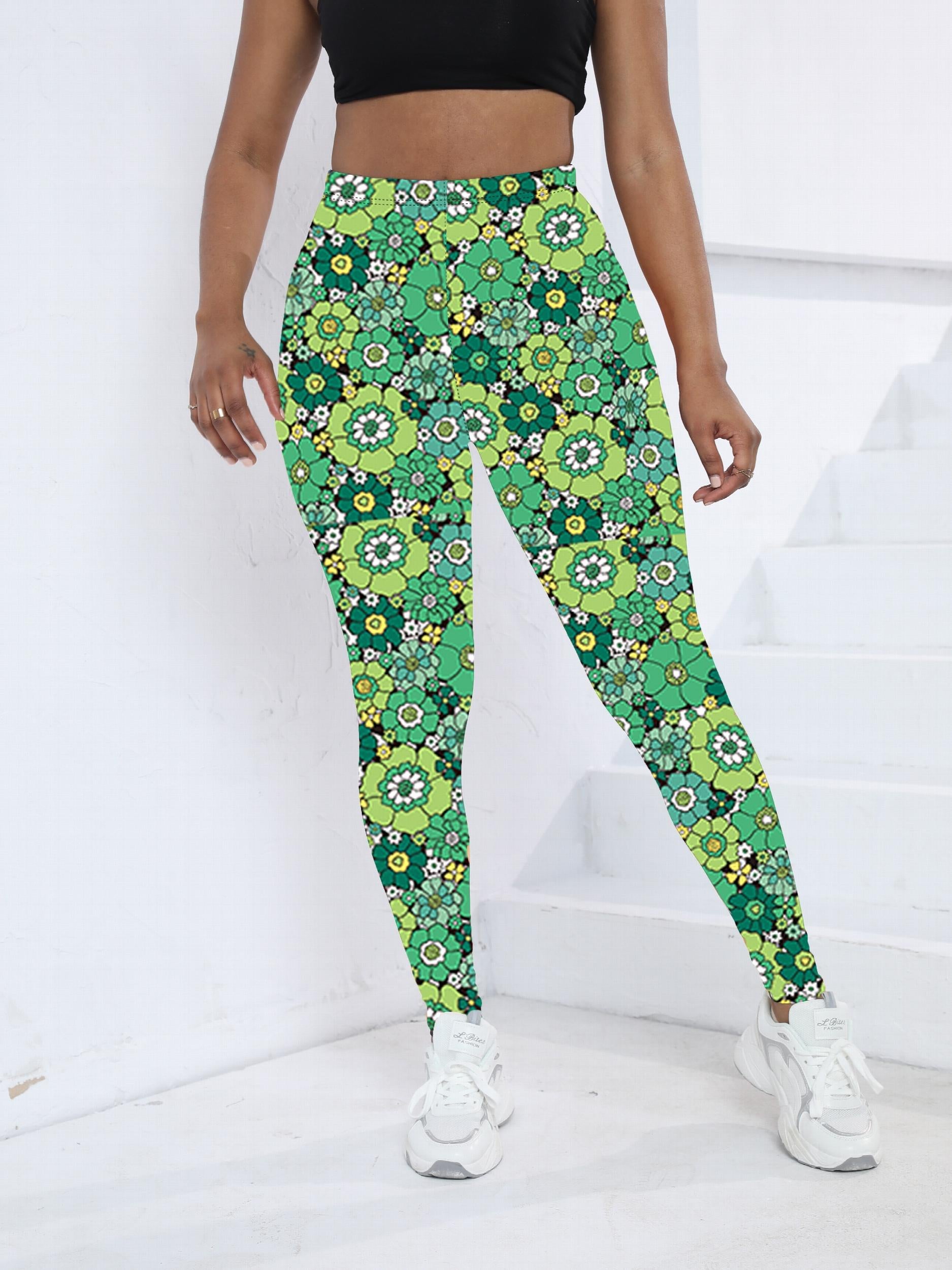 Floral Graphic Yoga Leggings High Stretch Printed Workout Pants