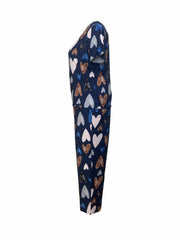 Heart Print Pajama Set - Short Sleeve T-shirt & Pants