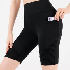 Striped Sports Shorts with Side Pockets for Women