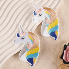 2pcs Unicorn Iron On Patches Sew On Embroidered Applique Repair Patch DIY
