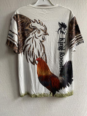 Rooster Pattern Print Men's Short Sleeve Comfy T shirt Graphic Tee