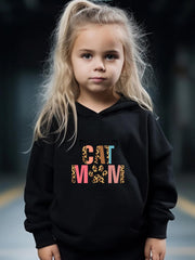 Cat Paw Pattern Long Sleeve Hooded Sweatshirt Girls Comfy Hoodies Pullover