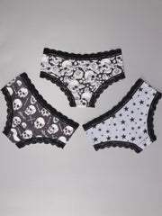 Gothic Lace Hipster Panties Halloween Print Intimates Women's Underwear