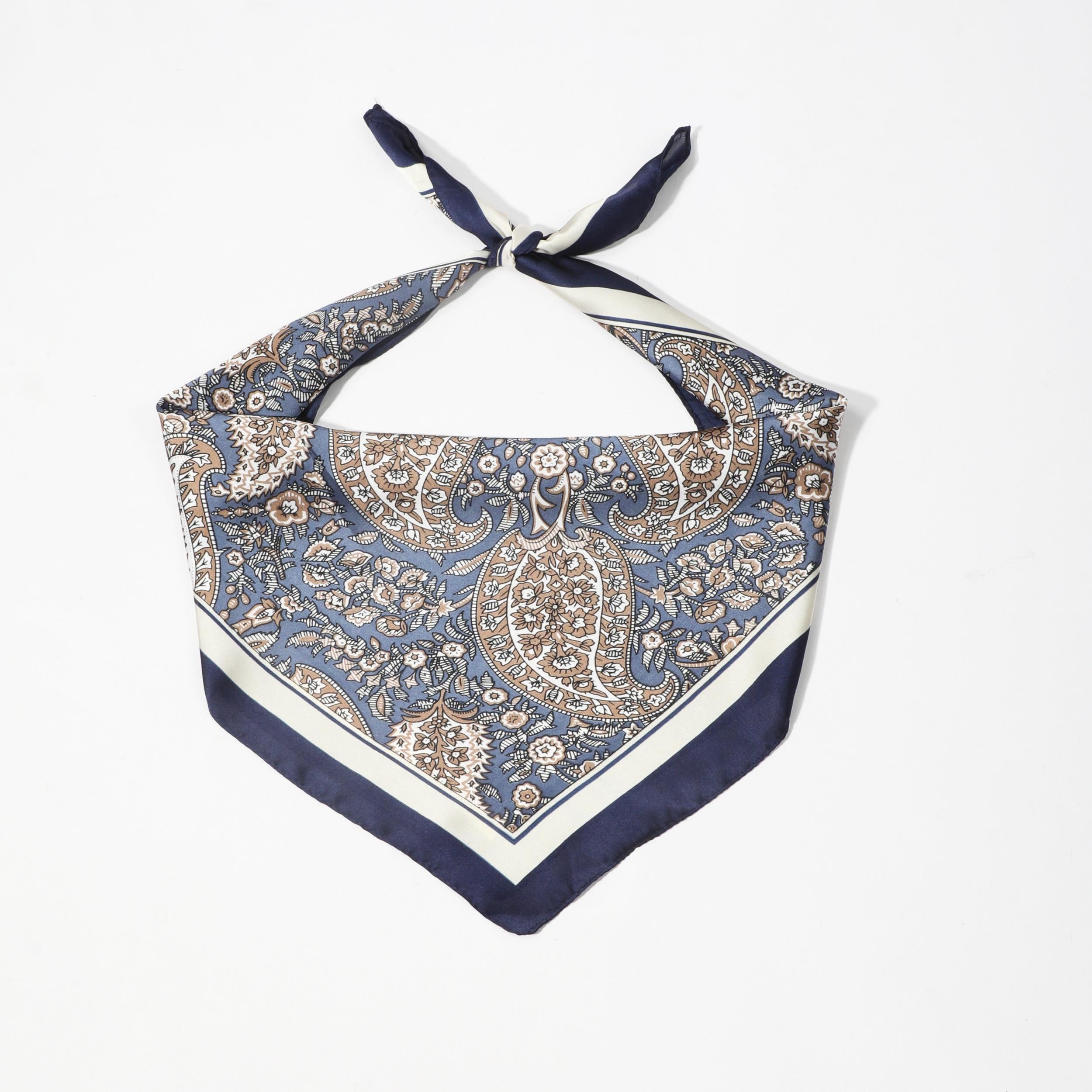 Vintage Square Scarf Satin Silk Shawl Bandana Paisley Print Head Wraps