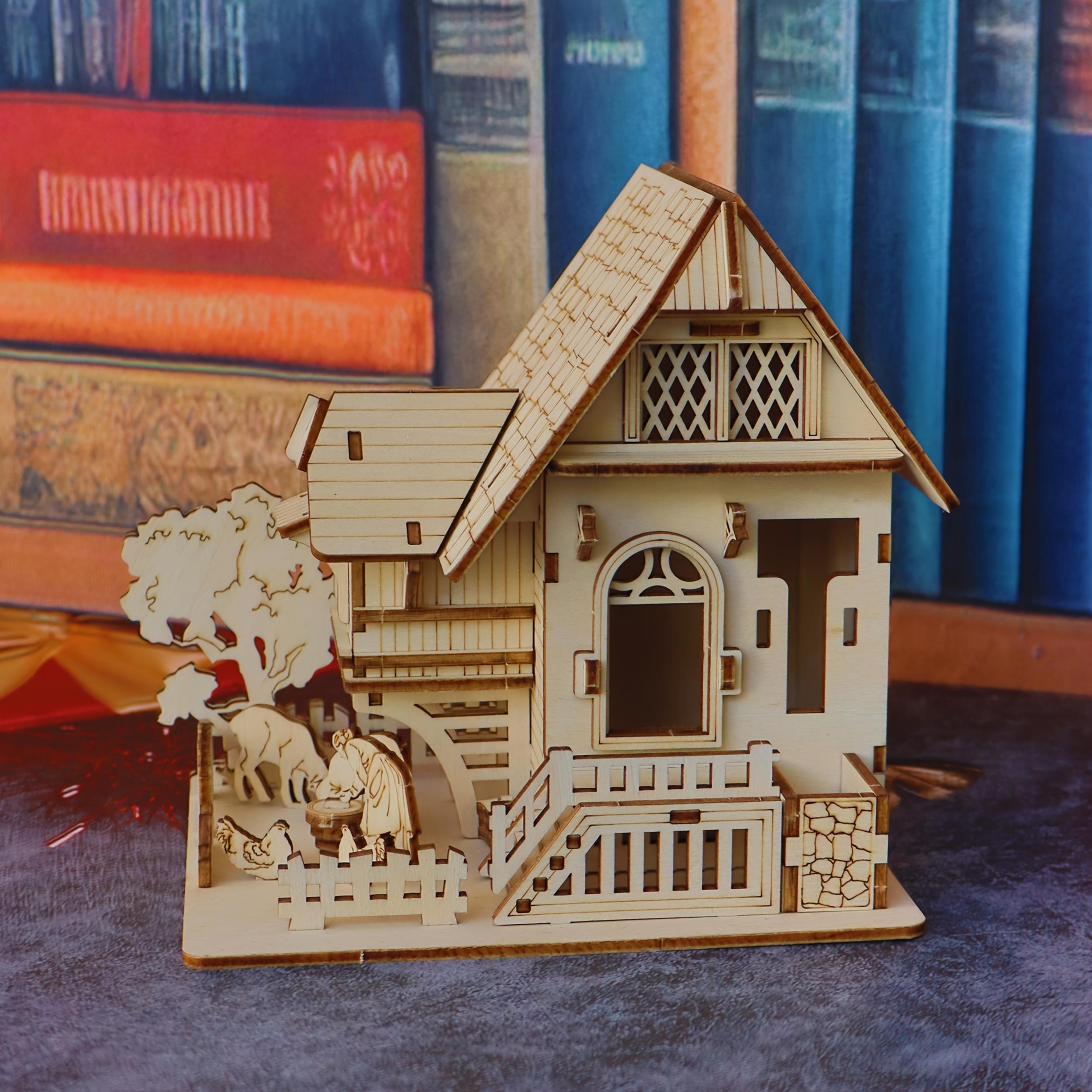 3D Wooden Farmhouse Puzzle Family Courtyard Model