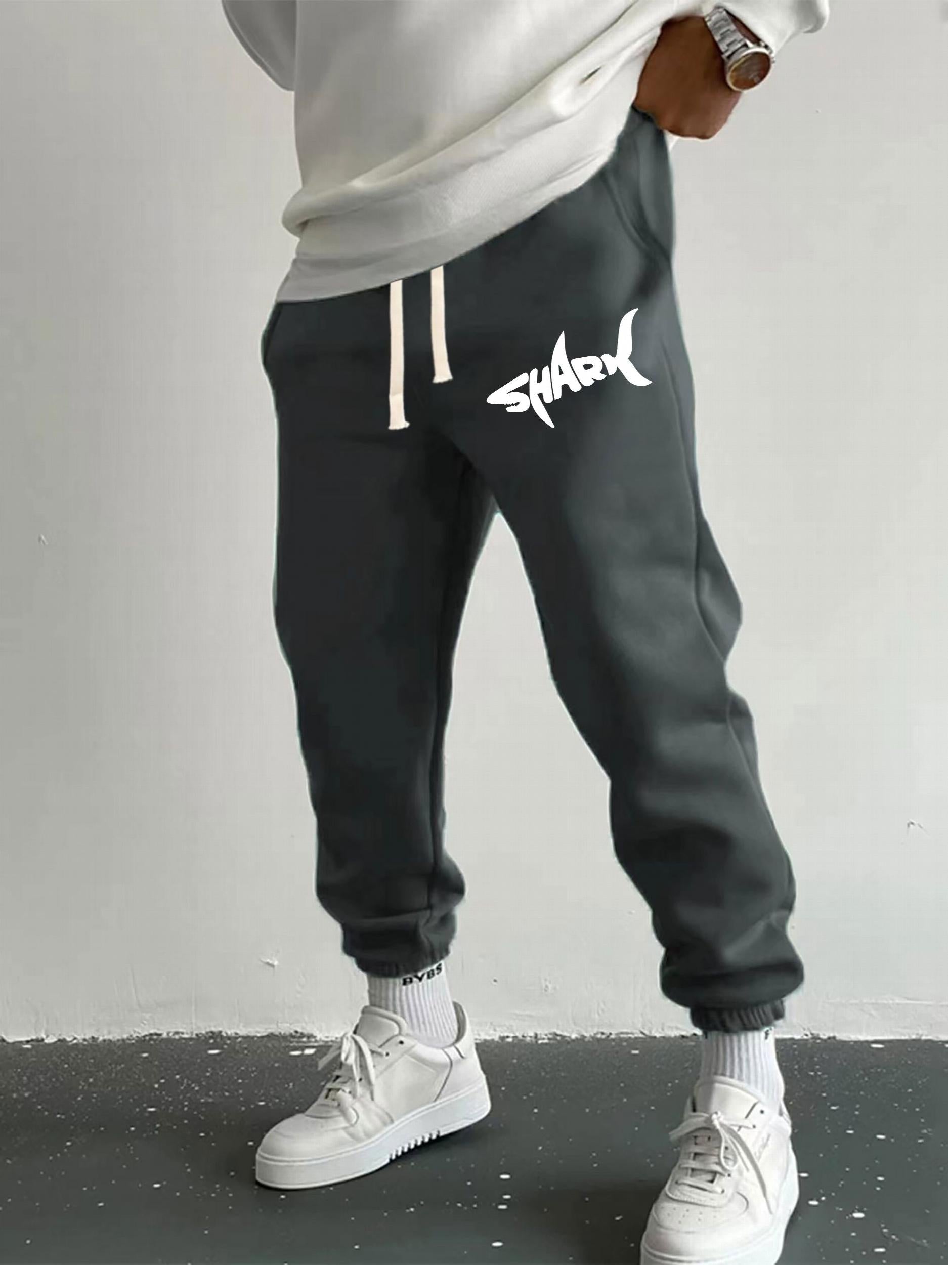 Men's Shark Print Joggers Active Comfy Sweatpants