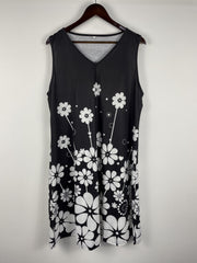 Casual Tank Dress Women's Plus Floral Print V Neck Slight Stretch