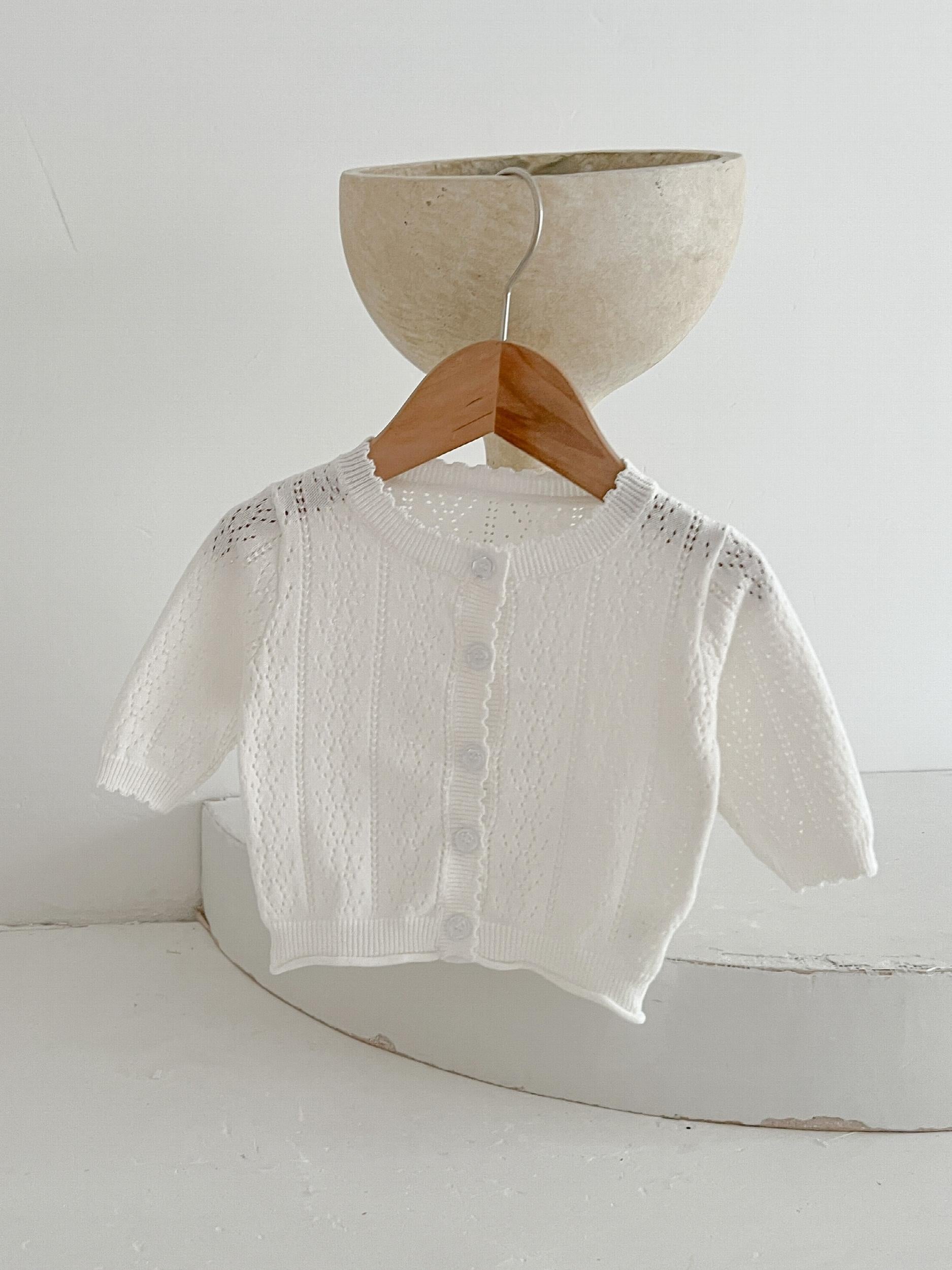 Baby Girls Casual Hollow Out Knit Cardigan for Spring
