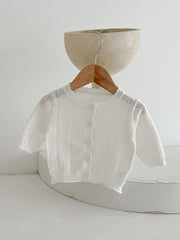 Baby Girls Casual Hollow Out Knit Cardigan for Spring