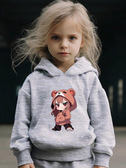 Anime Girl Pattern Long Sleeve Hooded Sweatshirt & Sweatpants