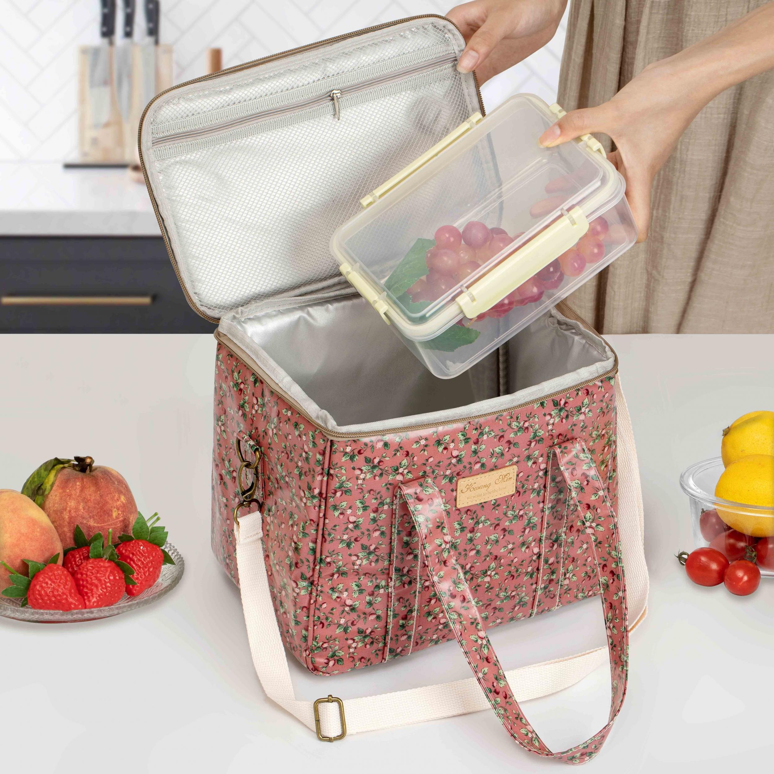 Floral Insulated Bag Large Capacity Cooler Bag