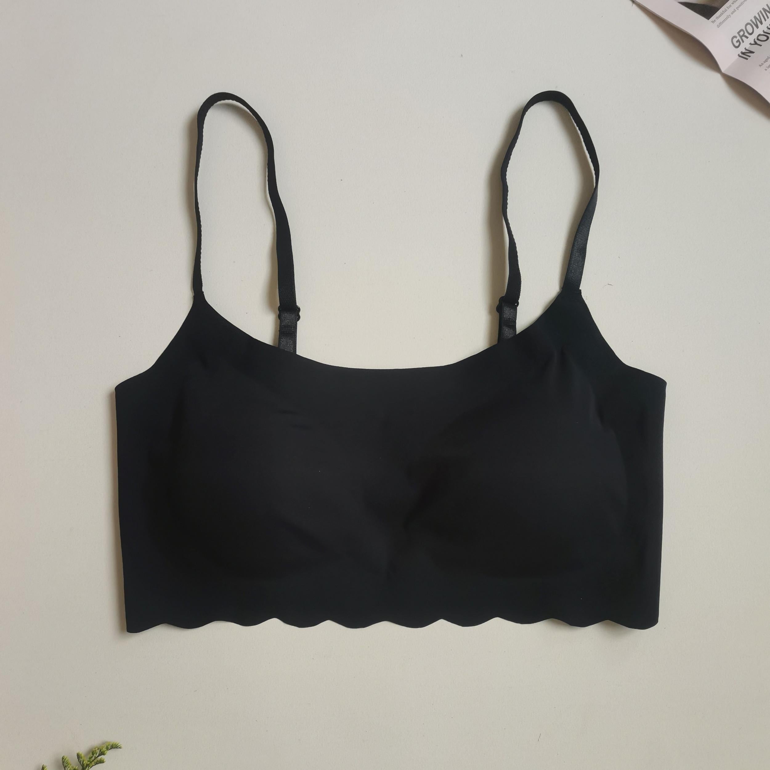 Wireless Scallop Trim Bra Comfy & Breathable Women's Lingerie