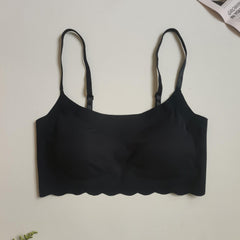 Wireless Scallop Trim Bra Comfy & Breathable Women's Lingerie