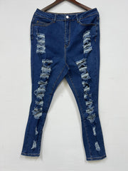 Solid Ripped High Rise Skinny Jeans