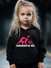 Dino Pattern Hooded Sweatshirt Girls Hoodies & Sweatpants