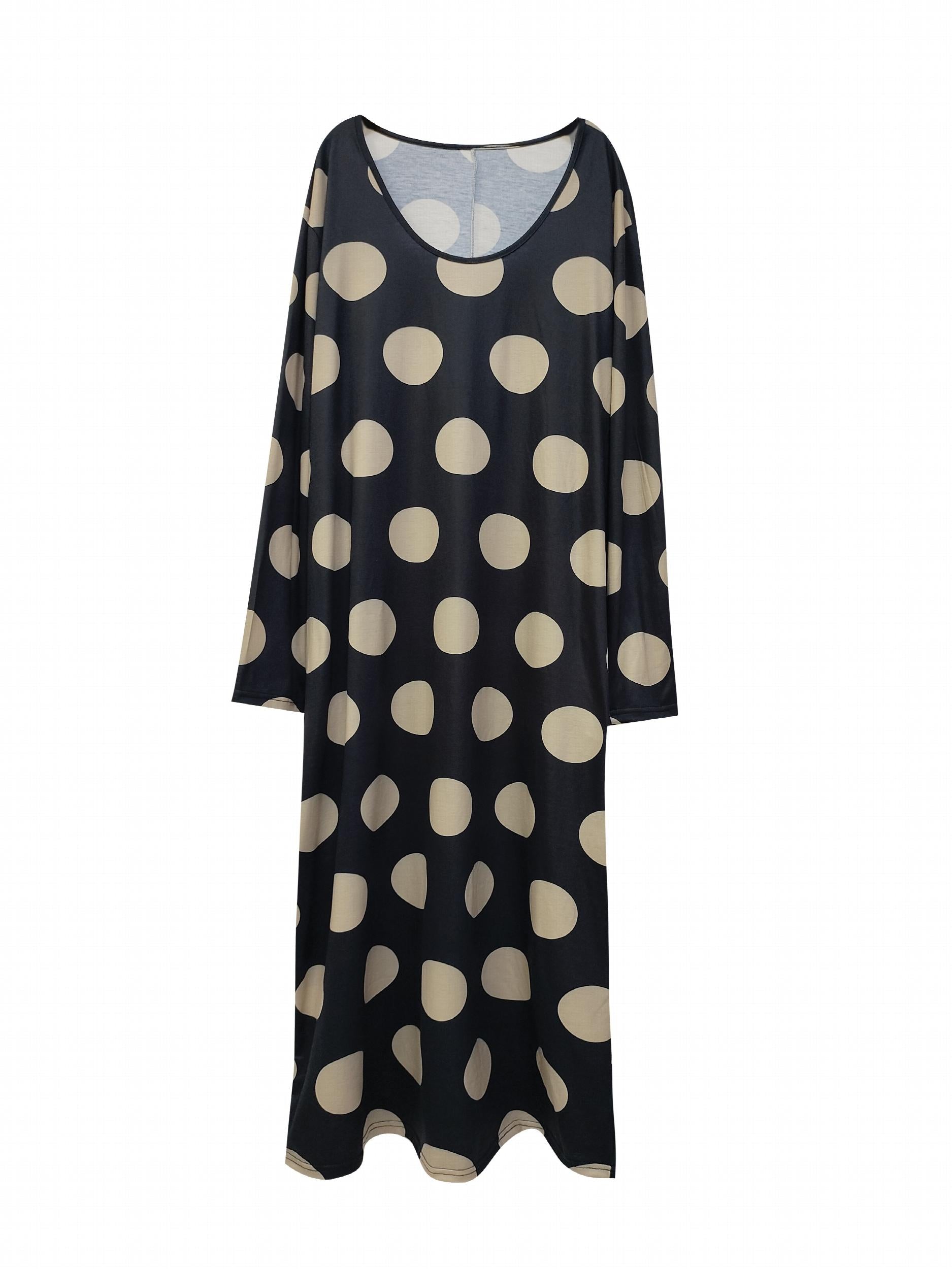 Dot Print Maxi Dress with Pockets