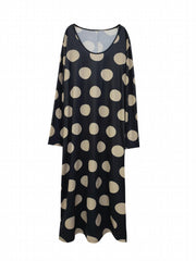 Dot Print Maxi Dress with Pockets