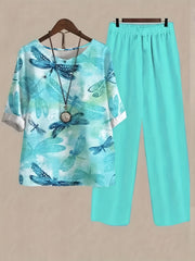 Women's Plus Dragonfly Print Tee & Pants Set