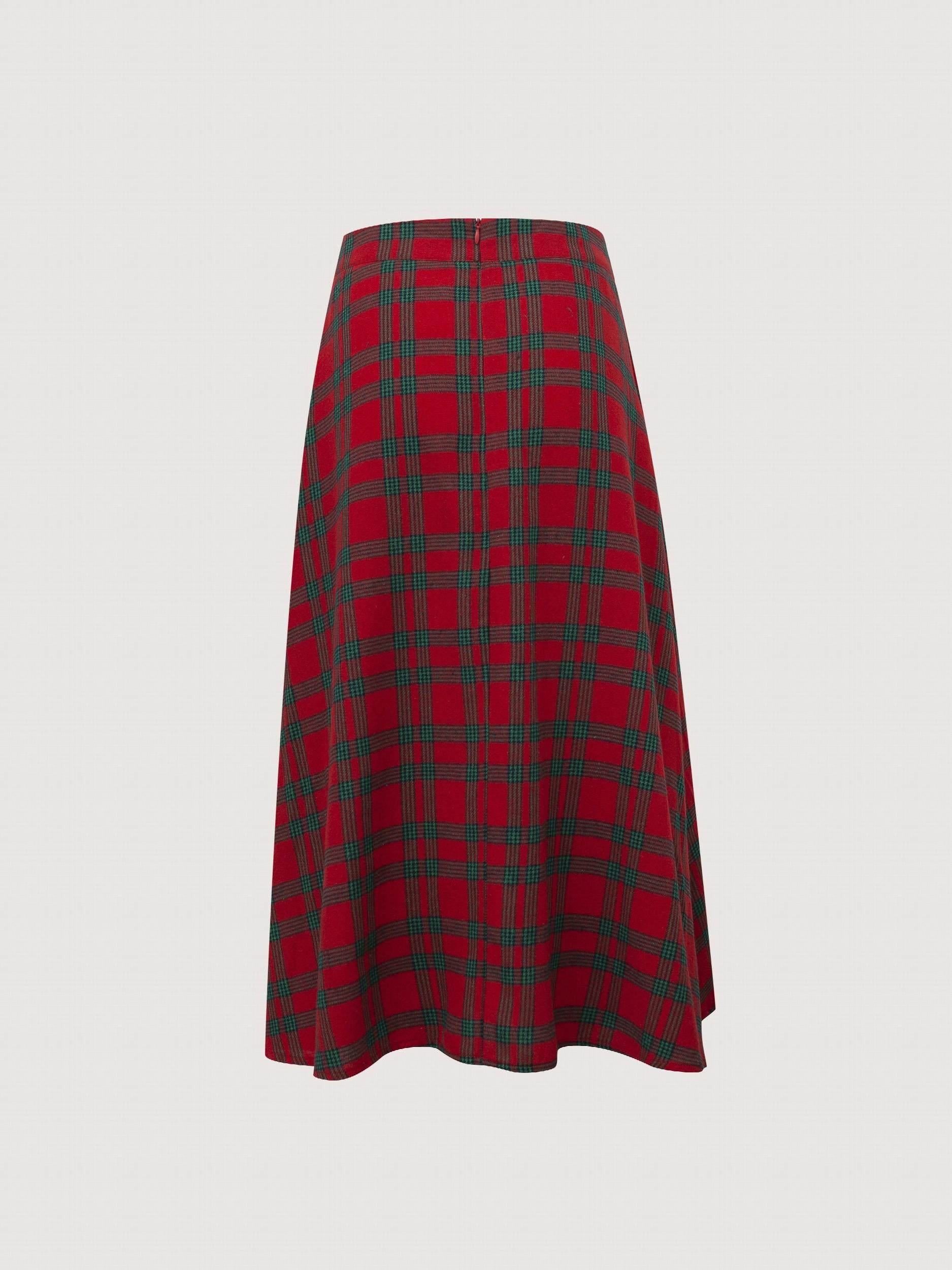 Plaid Pattern Zipper Back Casual Bodycon Skirt