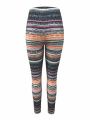 Striped High Waist Skinny Leggings Women's Clothing