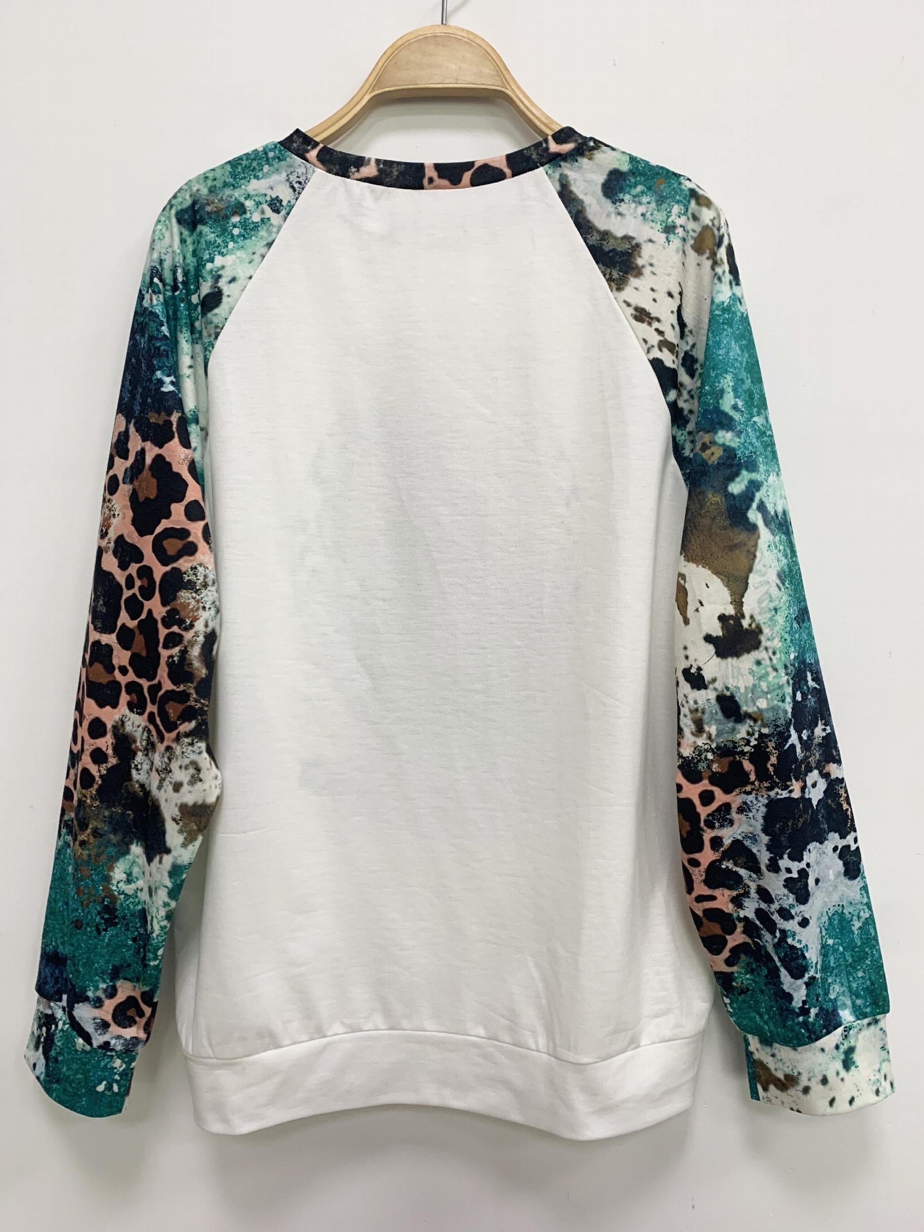 Horse & Letter Pattern Pullover Sweatshirt for Women