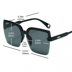 Semi Rimless Sunglasses Rivet Decor Gradient Lens UV400