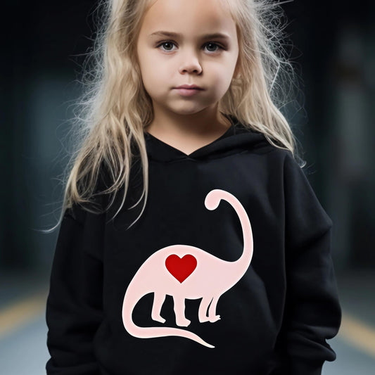 2pcs Heart Dino Hoodies Pants Set Girls