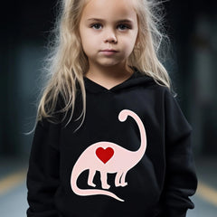 2pcs Heart Dino Hoodies Pants Set Girls