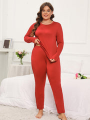 Loungewear Set: Solid Long Sleeve Tee & Leggings 2 Piece Set