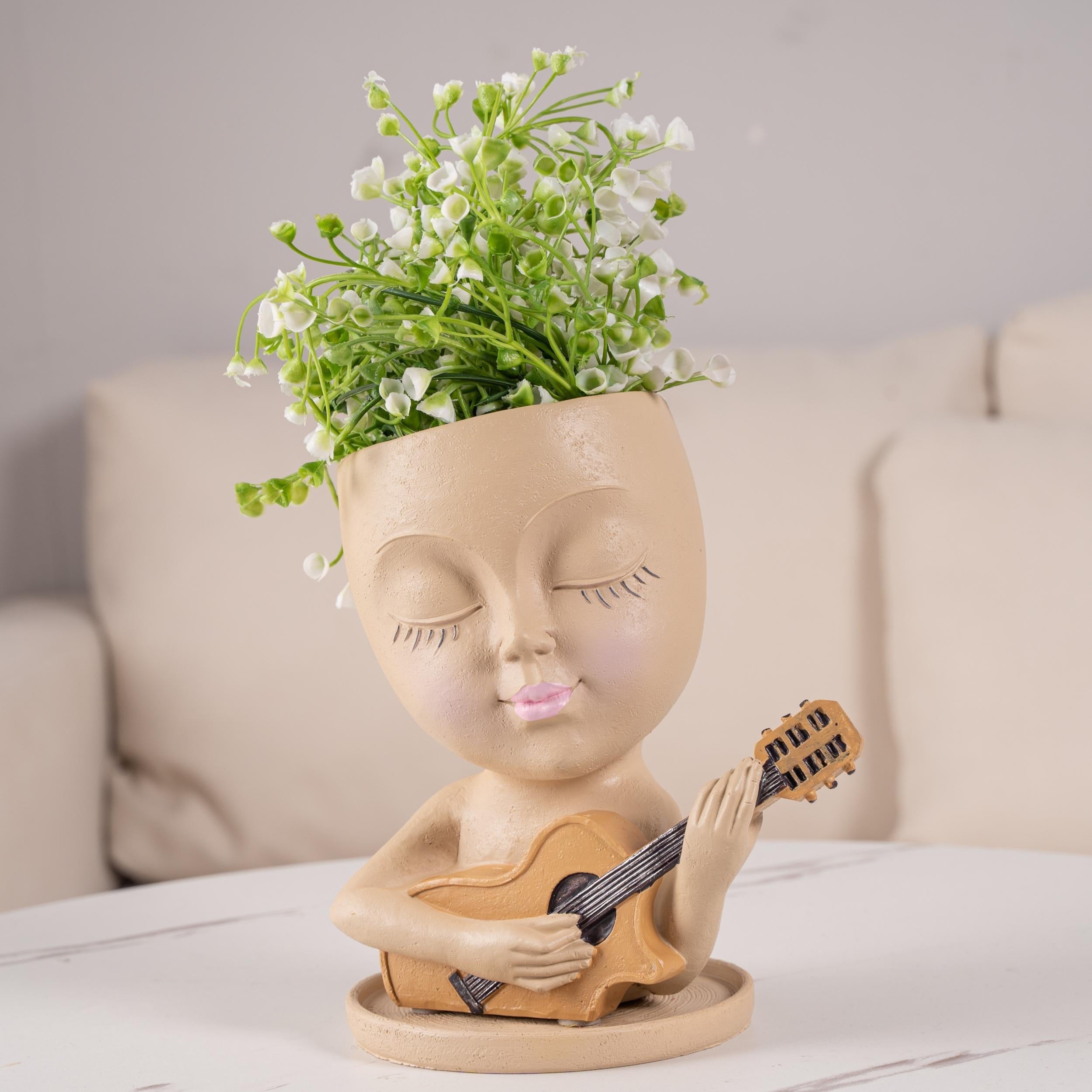 Resin Guitar Vase Kids Room Office Living Decor
